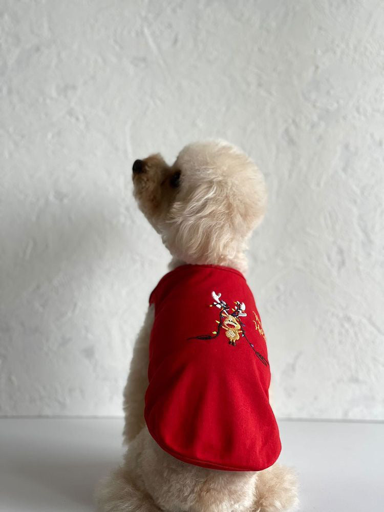 RD901 Reindeer Happy Holidays on Red